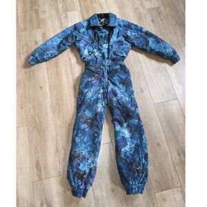 Vintage Black Bear Ski Suit One Piece Snowsuit Womens XS Snow Bib Shell 80s 90s